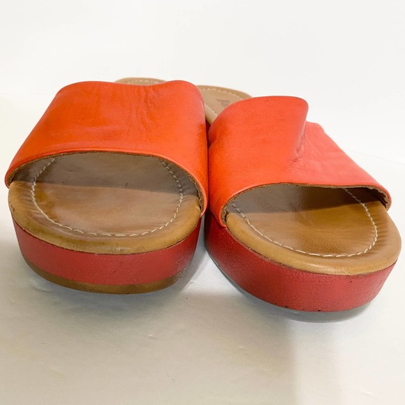 Bonavi Orange-Red Leather Platform Slides Size EU 40 - Picture 3 of 14